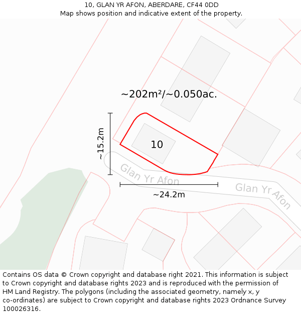 10, GLAN YR AFON, ABERDARE, CF44 0DD: Plot and title map