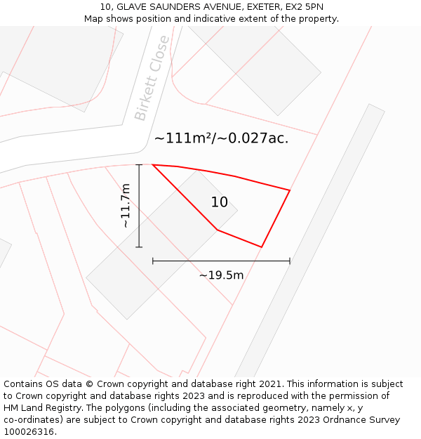 10, GLAVE SAUNDERS AVENUE, EXETER, EX2 5PN: Plot and title map