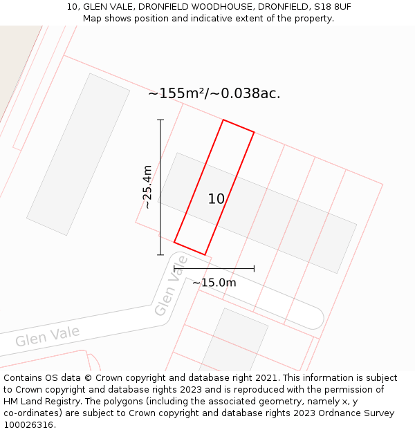 10, GLEN VALE, DRONFIELD WOODHOUSE, DRONFIELD, S18 8UF: Plot and title map