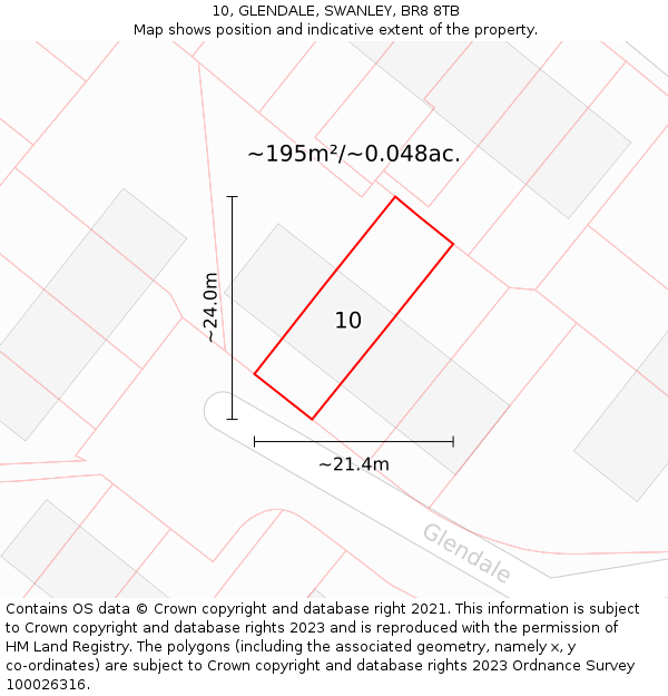 10, GLENDALE, SWANLEY, BR8 8TB: Plot and title map