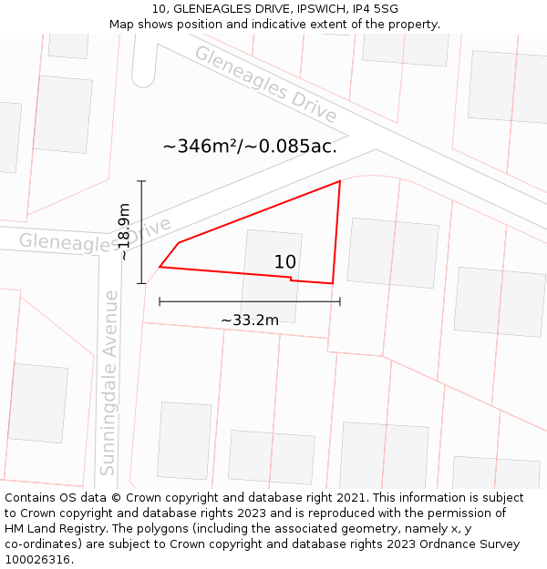 10, GLENEAGLES DRIVE, IPSWICH, IP4 5SG: Plot and title map