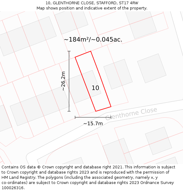 10, GLENTHORNE CLOSE, STAFFORD, ST17 4RW: Plot and title map