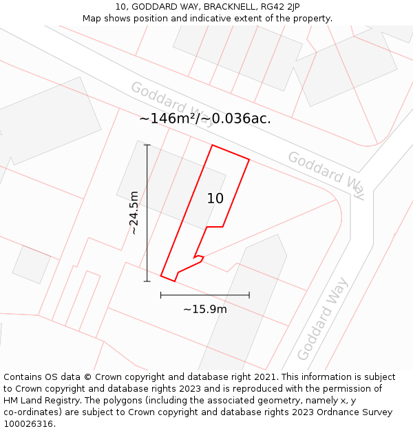 10, GODDARD WAY, BRACKNELL, RG42 2JP: Plot and title map