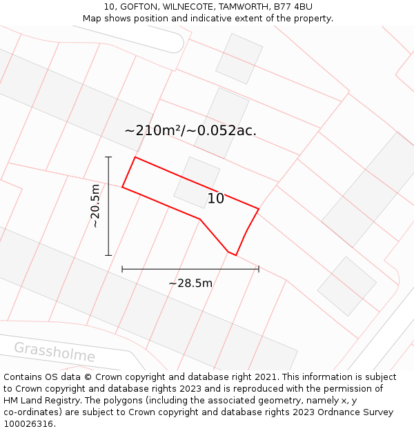 10, GOFTON, WILNECOTE, TAMWORTH, B77 4BU: Plot and title map