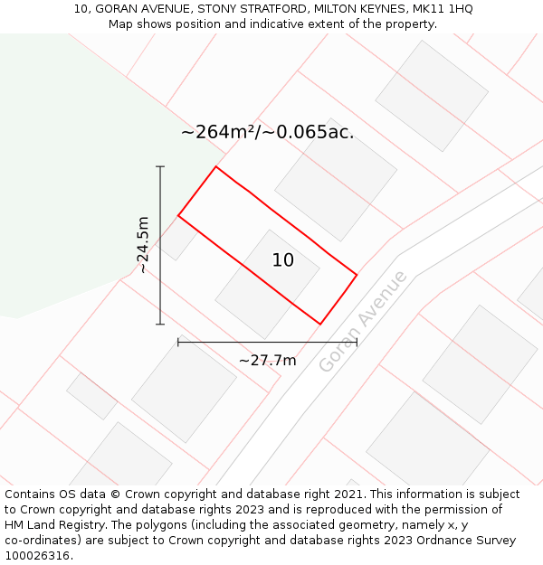 10, GORAN AVENUE, STONY STRATFORD, MILTON KEYNES, MK11 1HQ: Plot and title map