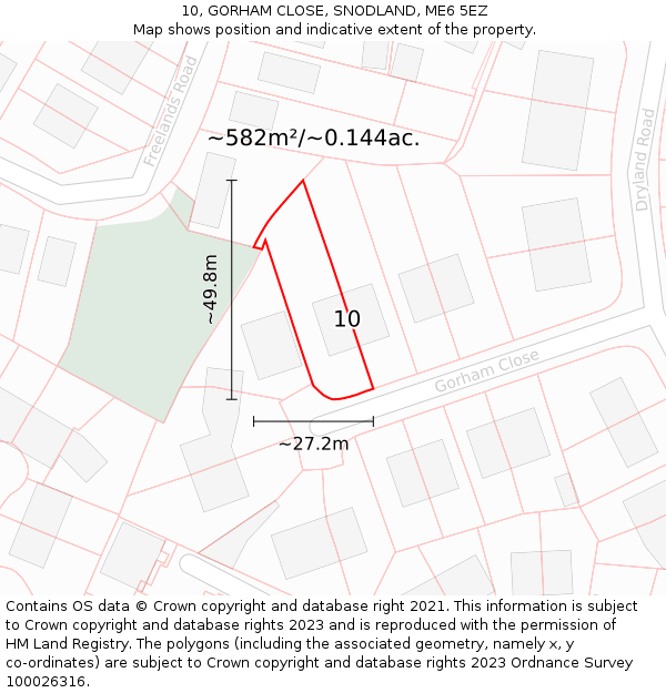 10, GORHAM CLOSE, SNODLAND, ME6 5EZ: Plot and title map