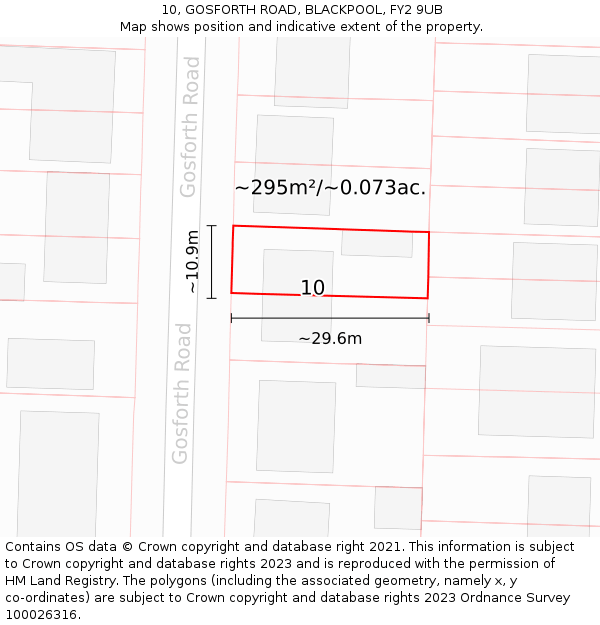 10, GOSFORTH ROAD, BLACKPOOL, FY2 9UB: Plot and title map