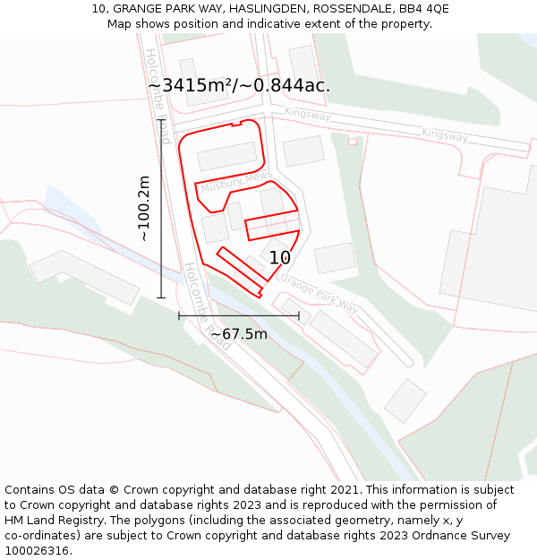 10, GRANGE PARK WAY, HASLINGDEN, ROSSENDALE, BB4 4QE: Plot and title map