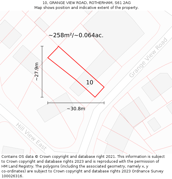 10, GRANGE VIEW ROAD, ROTHERHAM, S61 2AG: Plot and title map