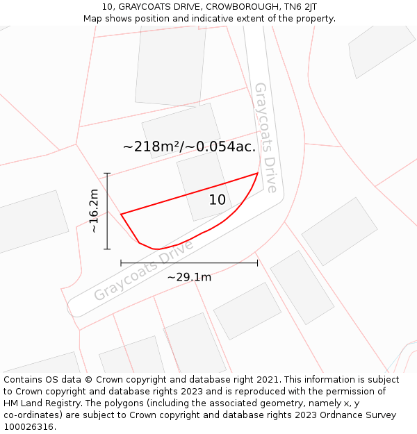10, GRAYCOATS DRIVE, CROWBOROUGH, TN6 2JT: Plot and title map