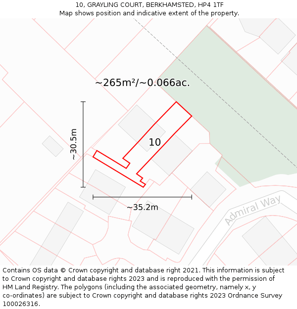 10, GRAYLING COURT, BERKHAMSTED, HP4 1TF: Plot and title map