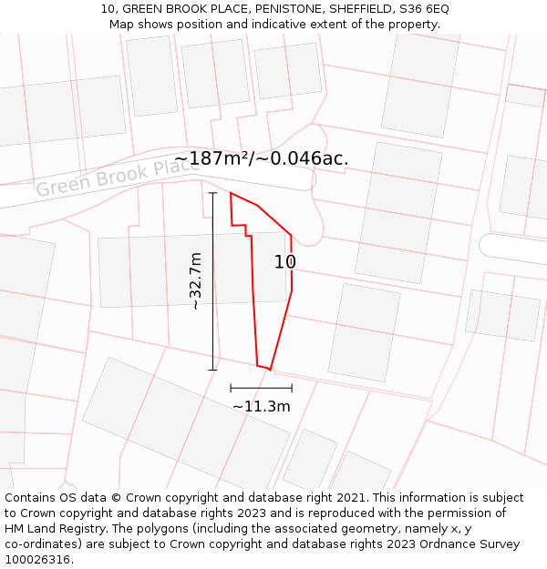 10, GREEN BROOK PLACE, PENISTONE, SHEFFIELD, S36 6EQ: Plot and title map