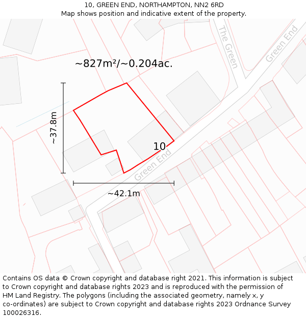 10, GREEN END, NORTHAMPTON, NN2 6RD: Plot and title map