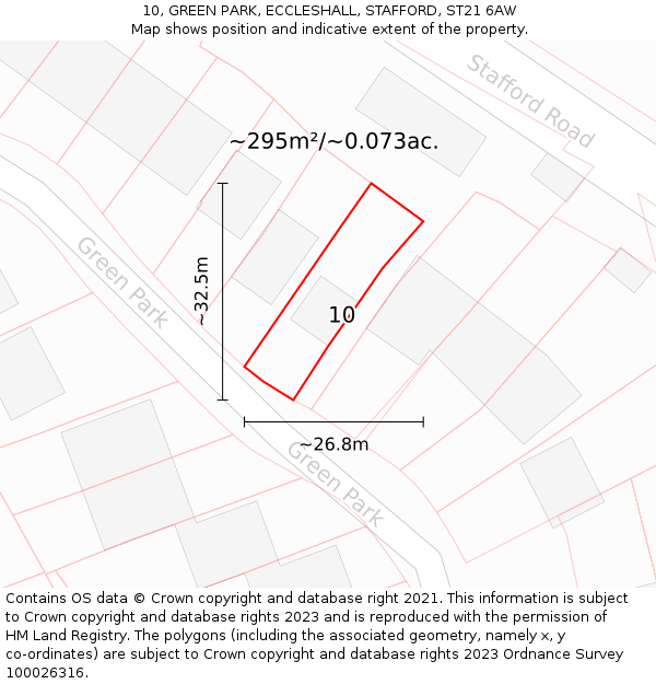 10, GREEN PARK, ECCLESHALL, STAFFORD, ST21 6AW: Plot and title map