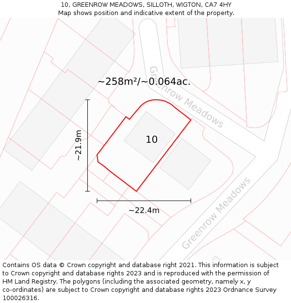 10, GREENROW MEADOWS, SILLOTH, WIGTON, CA7 4HY: Plot and title map