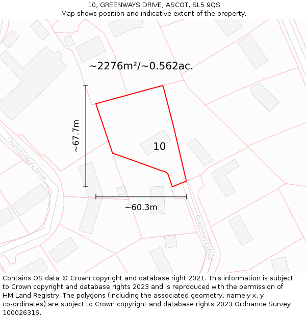10, GREENWAYS DRIVE, ASCOT, SL5 9QS: Plot and title map