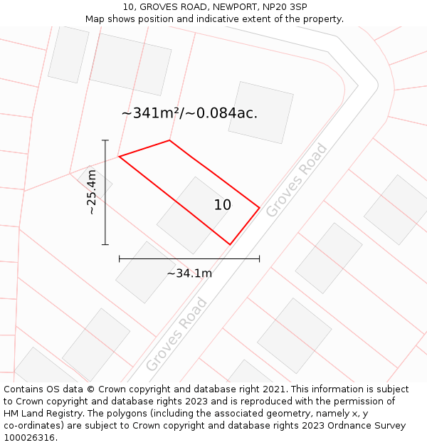 10, GROVES ROAD, NEWPORT, NP20 3SP: Plot and title map