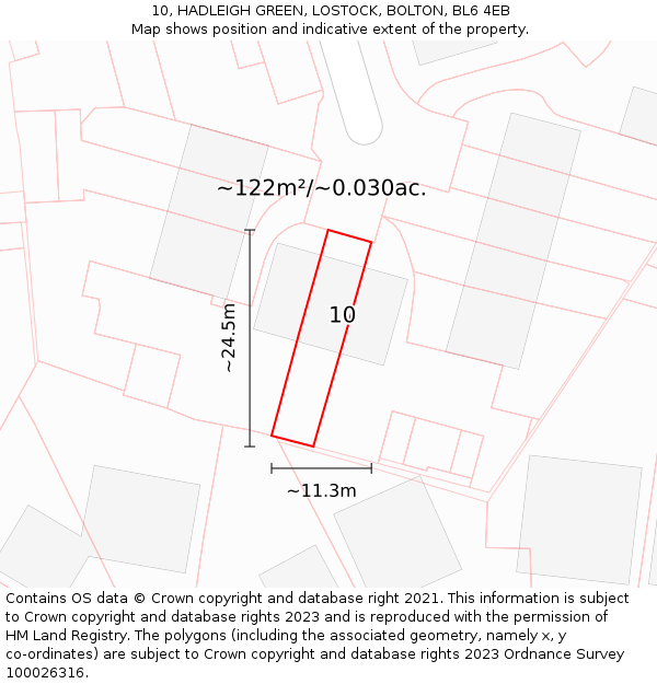 10, HADLEIGH GREEN, LOSTOCK, BOLTON, BL6 4EB: Plot and title map