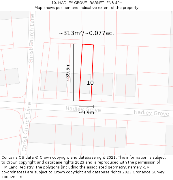 10, HADLEY GROVE, BARNET, EN5 4PH: Plot and title map