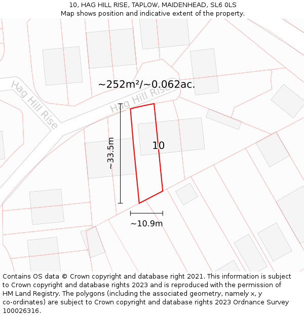 10, HAG HILL RISE, TAPLOW, MAIDENHEAD, SL6 0LS: Plot and title map