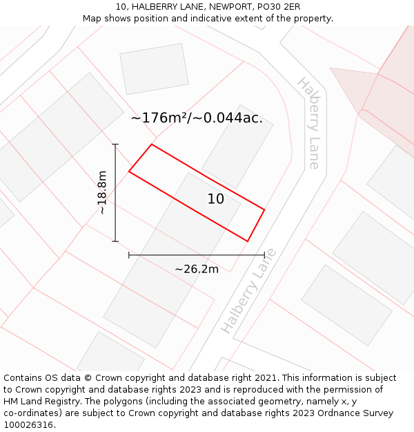 10, HALBERRY LANE, NEWPORT, PO30 2ER: Plot and title map