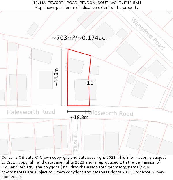 10, HALESWORTH ROAD, REYDON, SOUTHWOLD, IP18 6NH: Plot and title map