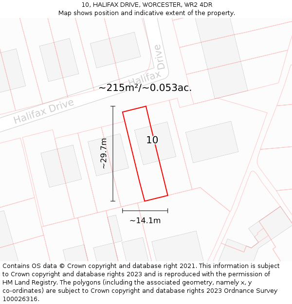 10, HALIFAX DRIVE, WORCESTER, WR2 4DR: Plot and title map