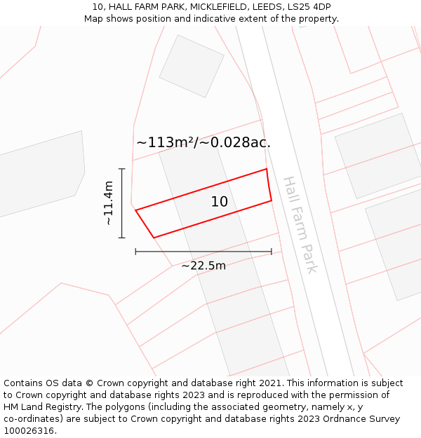10, HALL FARM PARK, MICKLEFIELD, LEEDS, LS25 4DP: Plot and title map