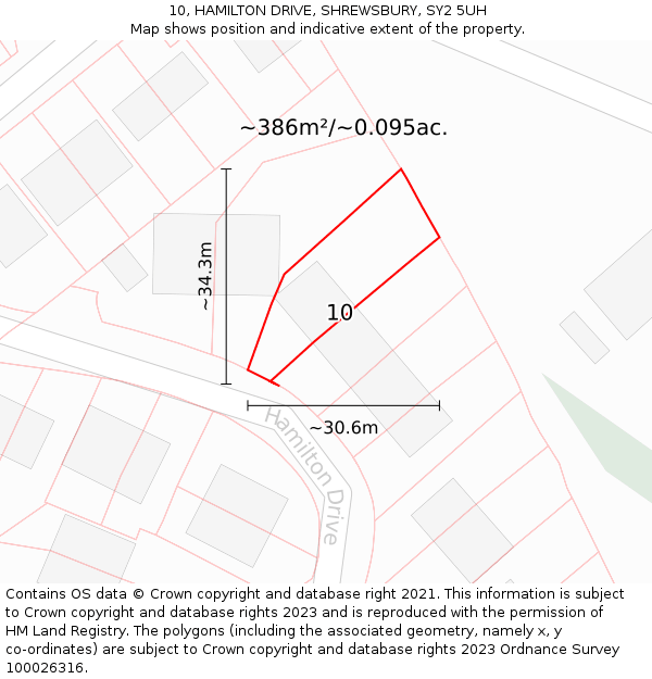 10, HAMILTON DRIVE, SHREWSBURY, SY2 5UH: Plot and title map