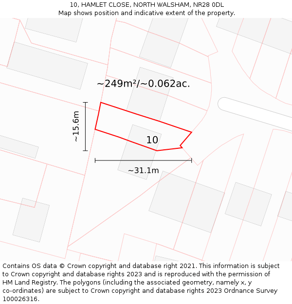 10, HAMLET CLOSE, NORTH WALSHAM, NR28 0DL: Plot and title map