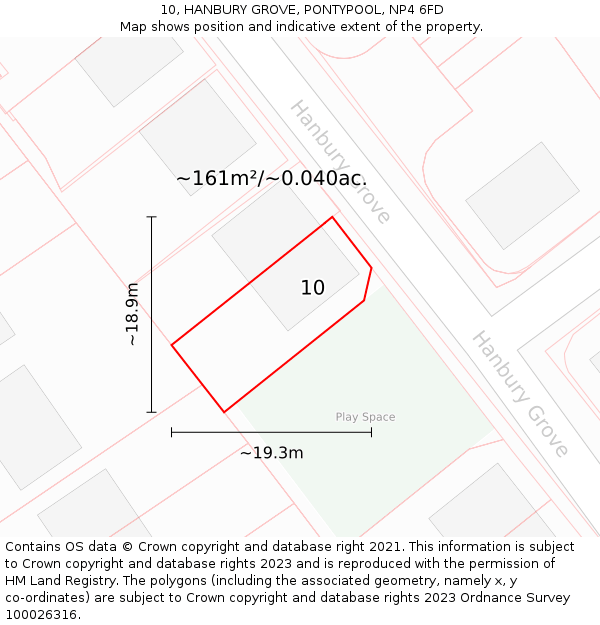 10, HANBURY GROVE, PONTYPOOL, NP4 6FD: Plot and title map
