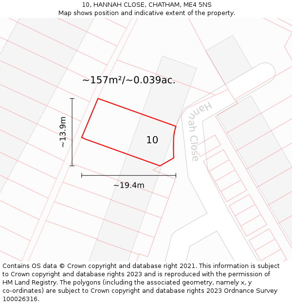10, HANNAH CLOSE, CHATHAM, ME4 5NS: Plot and title map