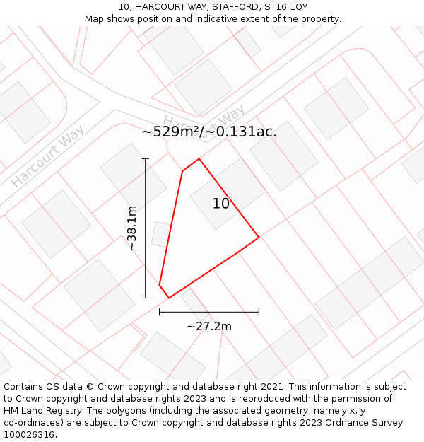 10, HARCOURT WAY, STAFFORD, ST16 1QY: Plot and title map