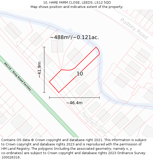 10, HARE FARM CLOSE, LEEDS, LS12 5QD: Plot and title map