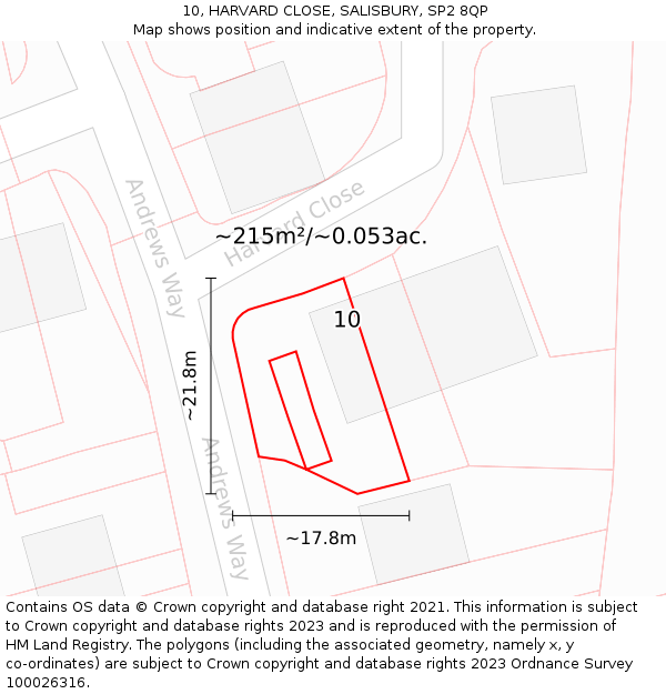10, HARVARD CLOSE, SALISBURY, SP2 8QP: Plot and title map