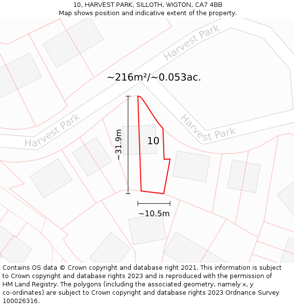 10, HARVEST PARK, SILLOTH, WIGTON, CA7 4BB: Plot and title map