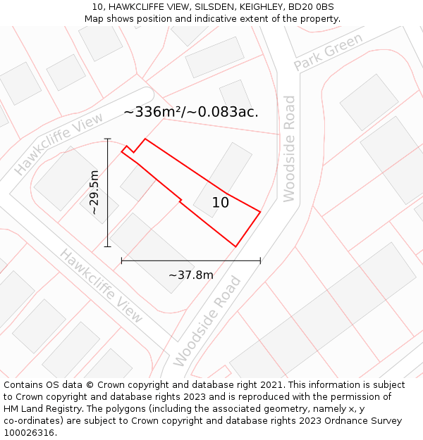10, HAWKCLIFFE VIEW, SILSDEN, KEIGHLEY, BD20 0BS: Plot and title map
