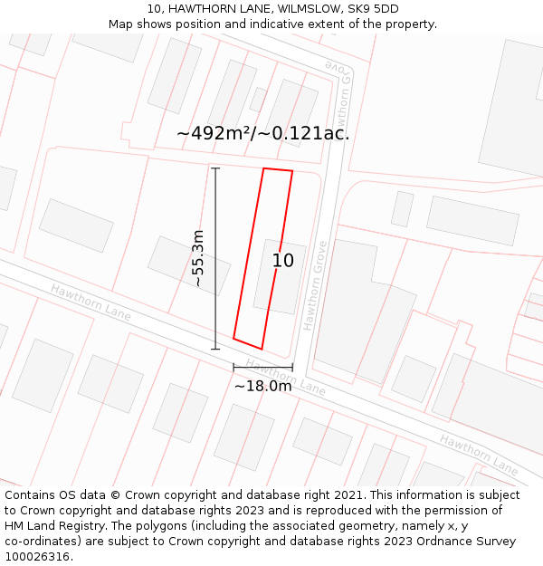 10, HAWTHORN LANE, WILMSLOW, SK9 5DD: Plot and title map