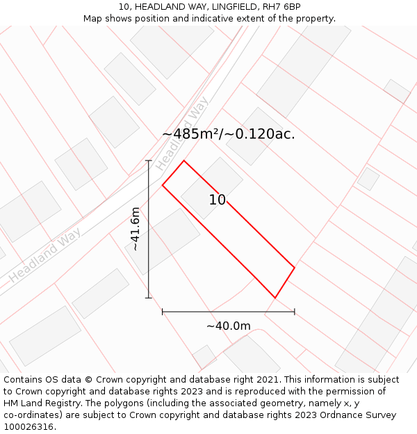 10, HEADLAND WAY, LINGFIELD, RH7 6BP: Plot and title map