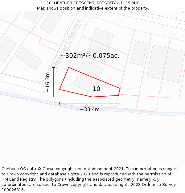 10, HEATHER CRESCENT, PRESTATYN, LL19 8HE: Plot and title map
