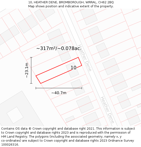10, HEATHER DENE, BROMBOROUGH, WIRRAL, CH62 2BQ: Plot and title map