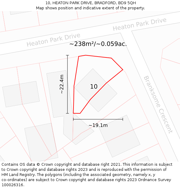10, HEATON PARK DRIVE, BRADFORD, BD9 5QH: Plot and title map