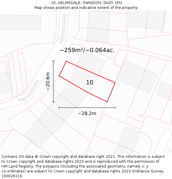10, HELMSDALE, SWINDON, SN25 1PN: Plot and title map