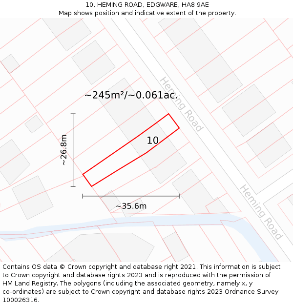 10, HEMING ROAD, EDGWARE, HA8 9AE: Plot and title map