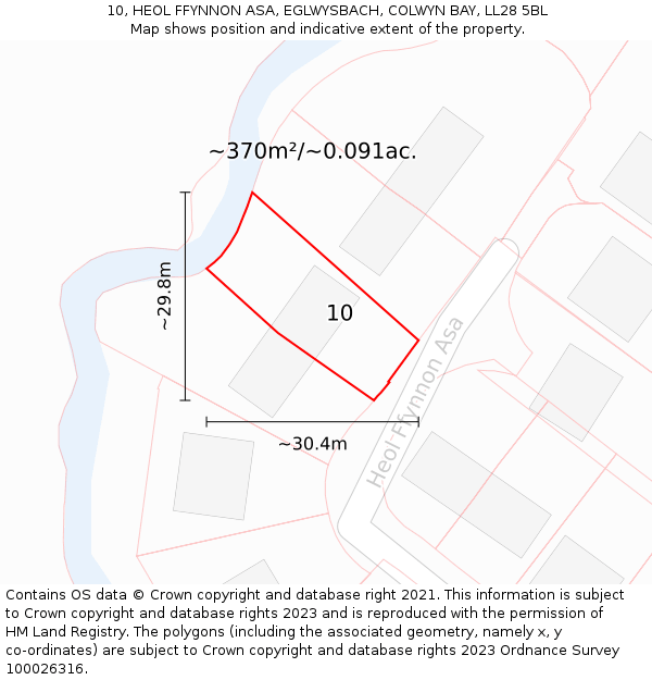 10, HEOL FFYNNON ASA, EGLWYSBACH, COLWYN BAY, LL28 5BL: Plot and title map