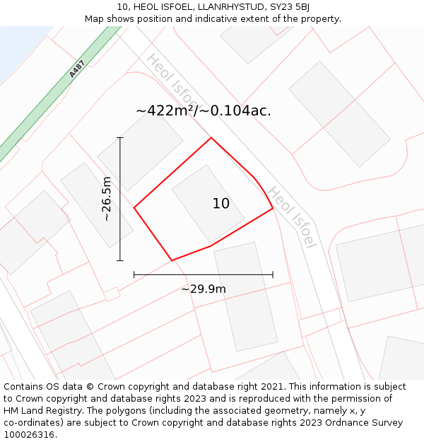 10, HEOL ISFOEL, LLANRHYSTUD, SY23 5BJ: Plot and title map