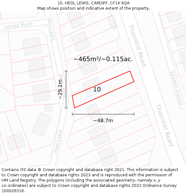 10, HEOL LEWIS, CARDIFF, CF14 6QA: Plot and title map