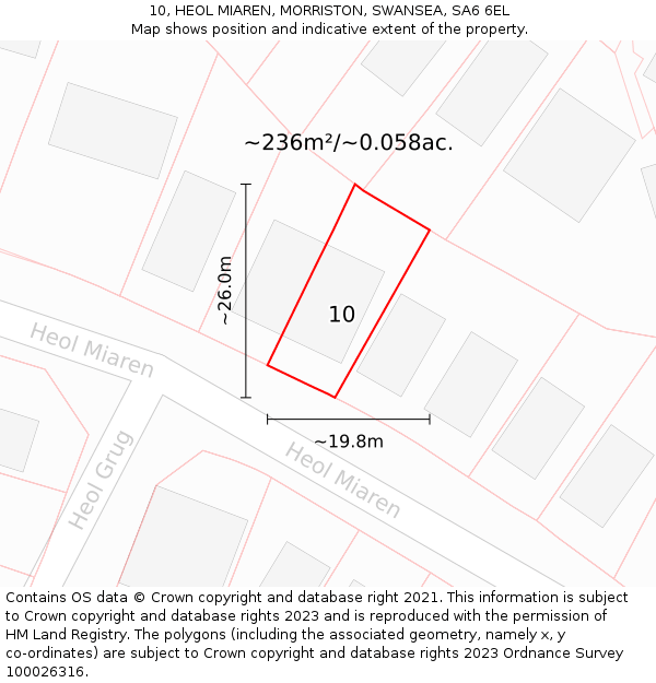 10, HEOL MIAREN, MORRISTON, SWANSEA, SA6 6EL: Plot and title map