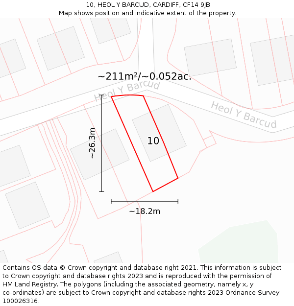 10, HEOL Y BARCUD, CARDIFF, CF14 9JB: Plot and title map