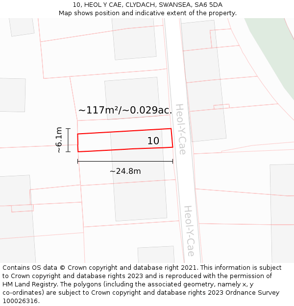 10, HEOL Y CAE, CLYDACH, SWANSEA, SA6 5DA: Plot and title map